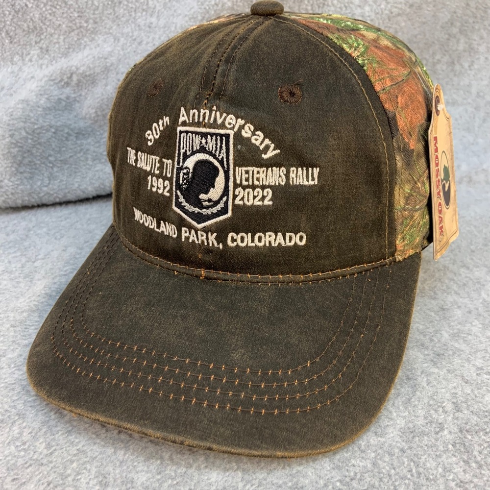 POW-MIA Veterans Rally Mens Brown Mossy Oak Hat 30th Anniversary Colorado OSFM